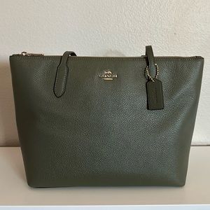 COACH Zip Top Tote in Military Green